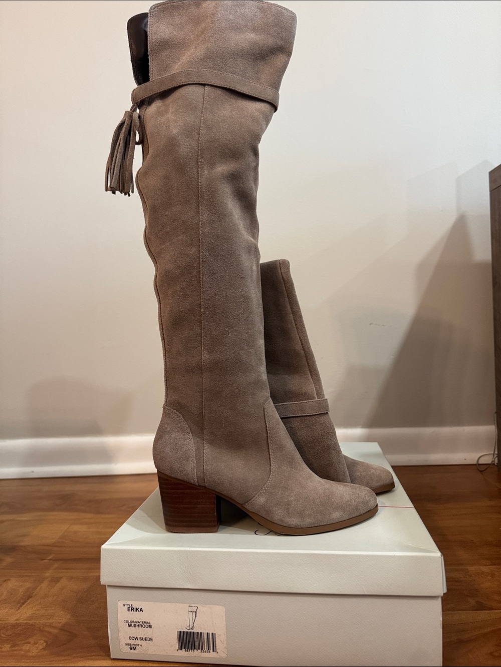 Sole Society Taupe Suede Over-the-Knee Block Heel Boots